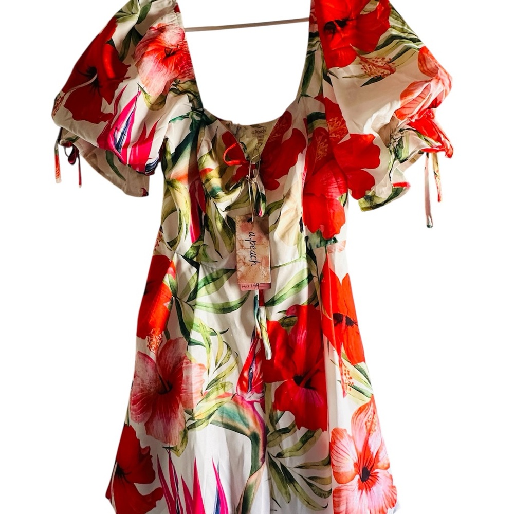 Floral Puff Sleeve Dress - Made by - A.Peach- BNWT